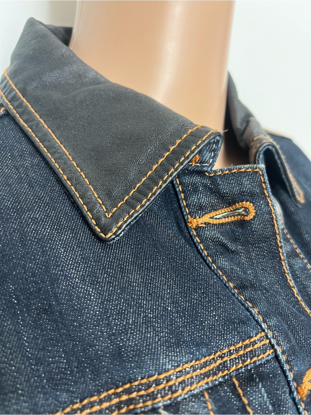 Buffalo David Bitton Dark Blue Denim Jacket with Tan Stitching - Picture 3 of 7